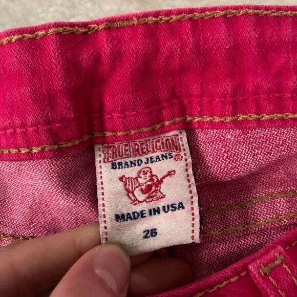 True Religion Womens Pink Skinny Denim Jeans Size 26 26x29 Pants‎ Stretch - Picture 3 of 9